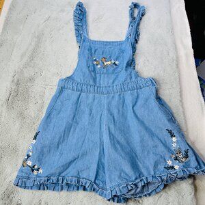 Disney Her Universe Shortalls Womens Small  Bambi Ruffle Denim Lightweight
